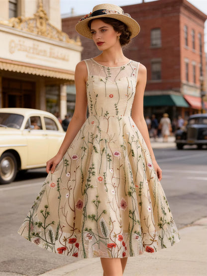 Robe Année 50 Fleur Jaune