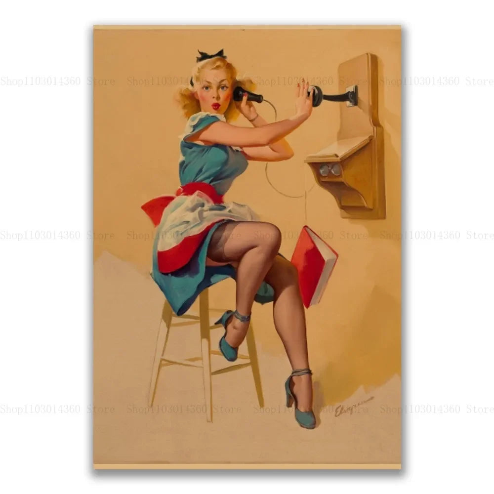 Affiche Dessin Pin Up Vintage