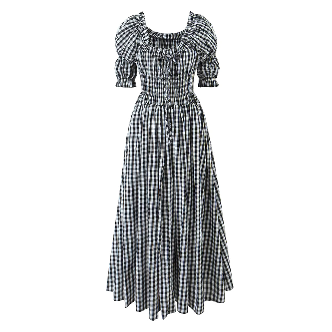 Robe Année 70 Vichy Noire