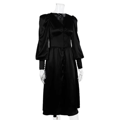 Robe Vintage Années 40 Satin Noir