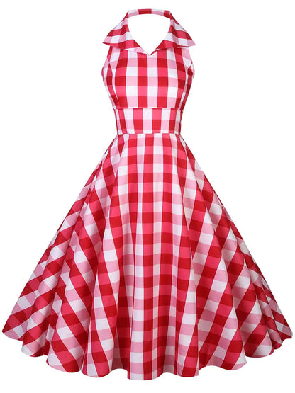 Robe Carreaux Rouge Vintage 40s