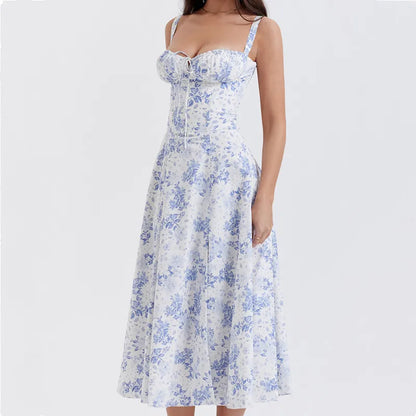 Robe 40s Fleurs Bleues
