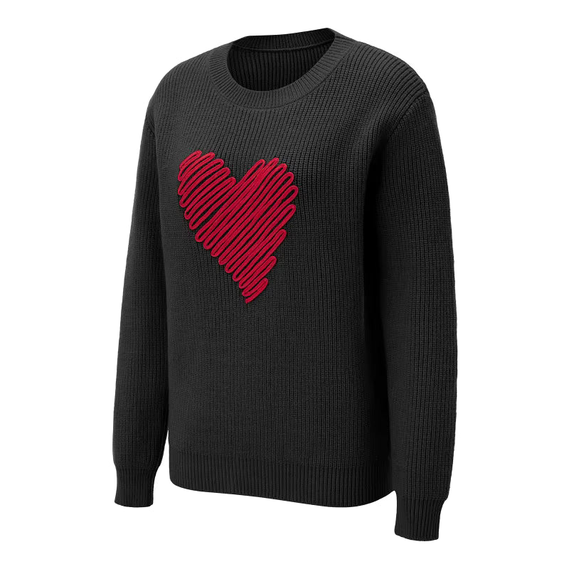 Pull Vintage Coeur Rose