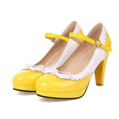 Chaussures Rétro Pin-Up Jaune Blanc
