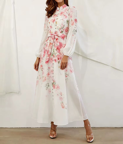 Robe Longue Fleurie Vintage Rose