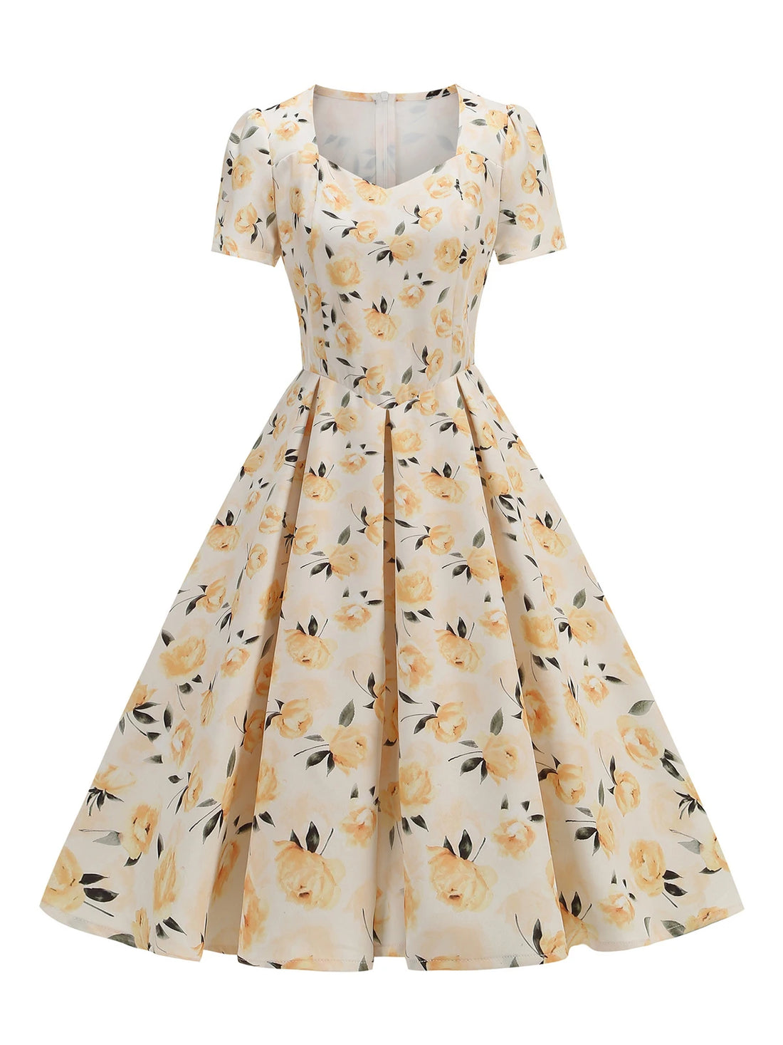 Robe Années 60 Elastique Fleurs