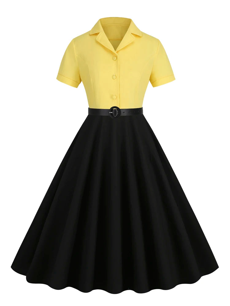 Robe des Années 50 Grande Taille Jaune