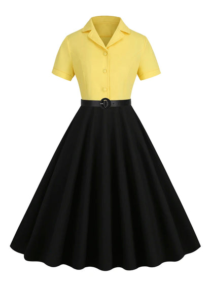 Robe des Années 50 Grande Taille Jaune