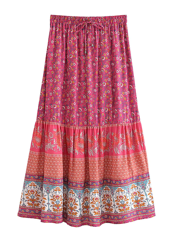 Jupe Fleurs Longue Vintage