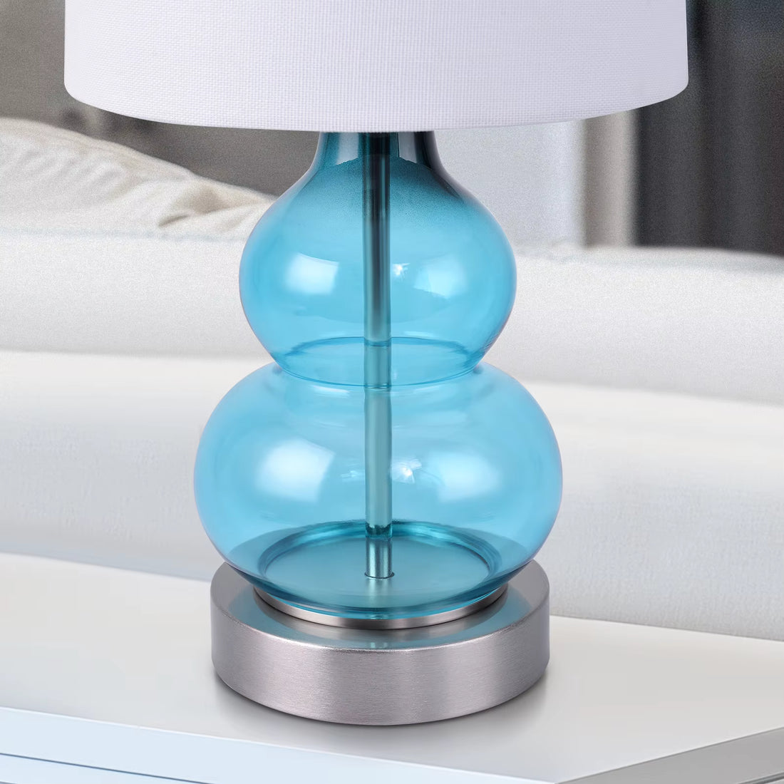 Lampe en Verre Bleu Vintage