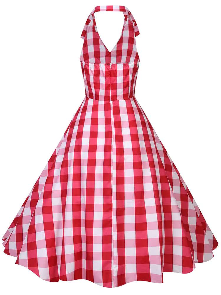 Robe Carreaux Rouge Vintage 40s