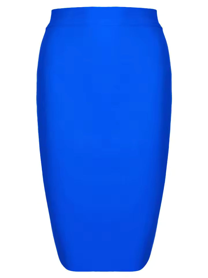 Jupe Crayon Elastique Vintage Bleu