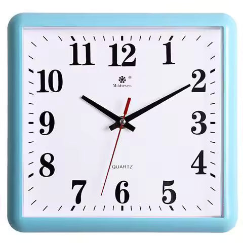 Horloge Murale Vintage Carrée Cadre Bleu