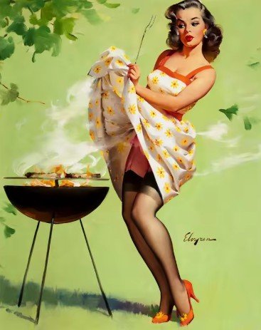 Affiche Vintage Elvgren Barbecue - Louise Vintage