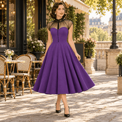 Année 50 Femme Robe Violette - Louise Vintage