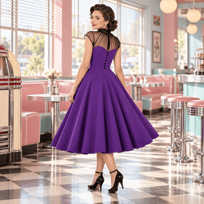 Année 50 Femme Robe Violette - Louise Vintage