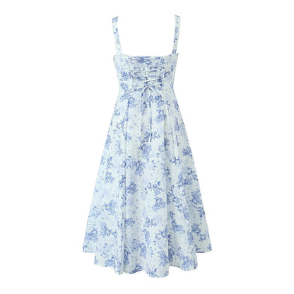 Années 40 Robe Vintage Fleurs Bleue - Louise Vintage