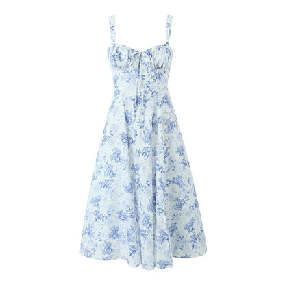 Années 40 Robe Vintage Fleurs Bleue - Louise Vintage