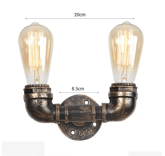 Applique Murale Industrielle Vintage Double Tuyau - Louise Vintage