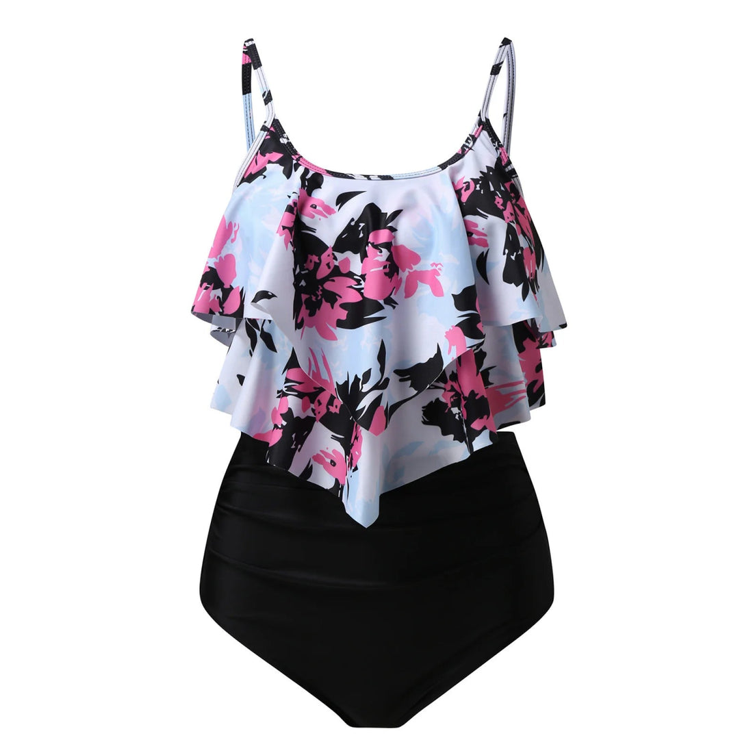 Bikini Taille Haute Vintage Noir Fleurs - Louise Vintage