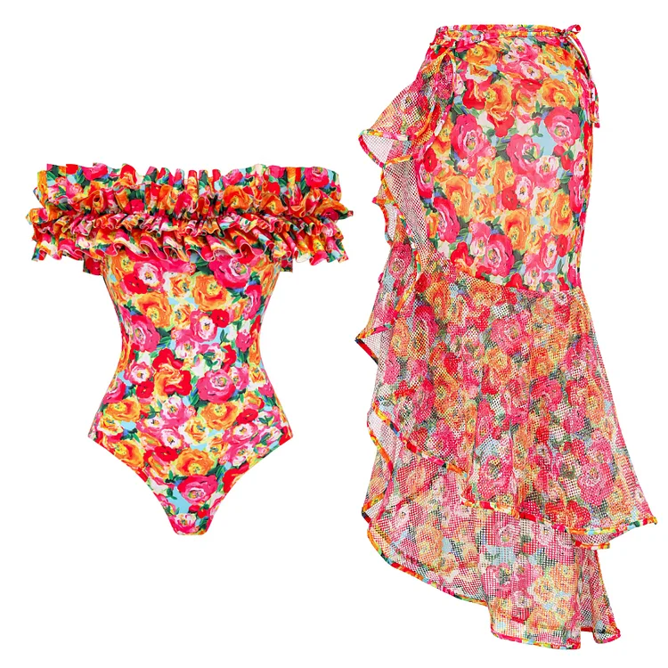 Bikini Taille Haute Vintage Rose fleurs - Louise Vintage