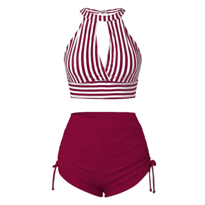 Bikini Taille Haute Vintage Rouge - Louise Vintage