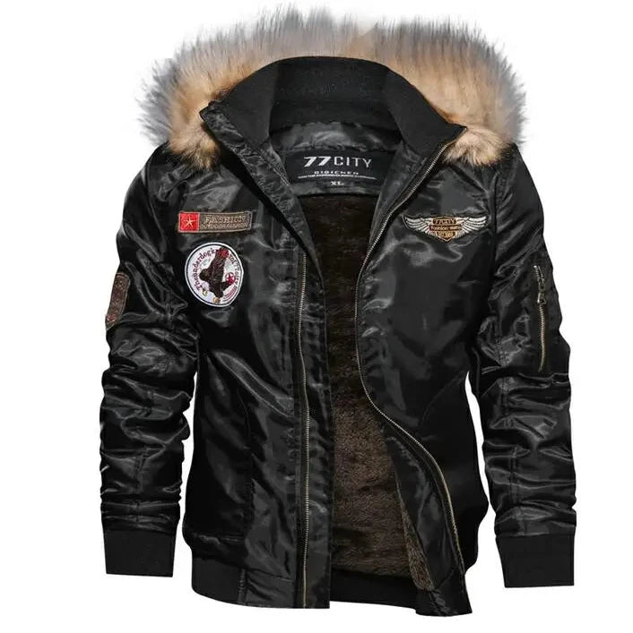 Blouson Aviateur Col Fourrure Homme - Louise Vintage