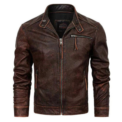 Blouson Aviateur Cuir Homme Marron Louise Vintage