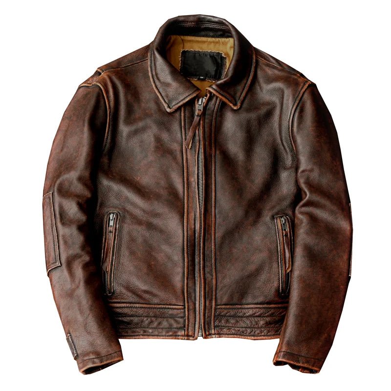 Blouson Aviateur Cuir Marron - Louise Vintage
