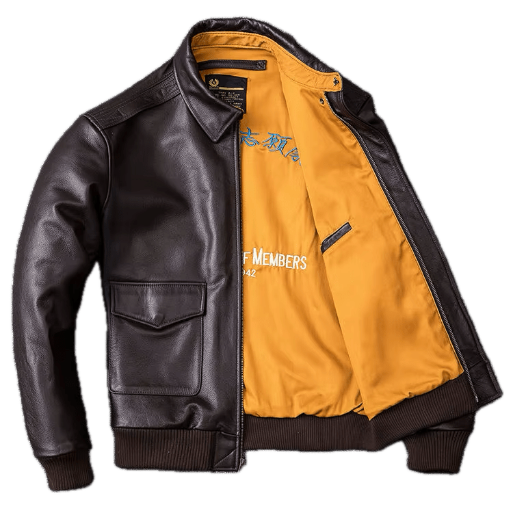 Blouson Aviateur Cuir Marron Homme - Louise Vintage