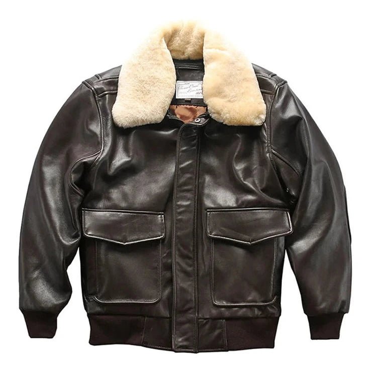 Blouson Aviateur Cuir Marron Homme - Louise Vintage