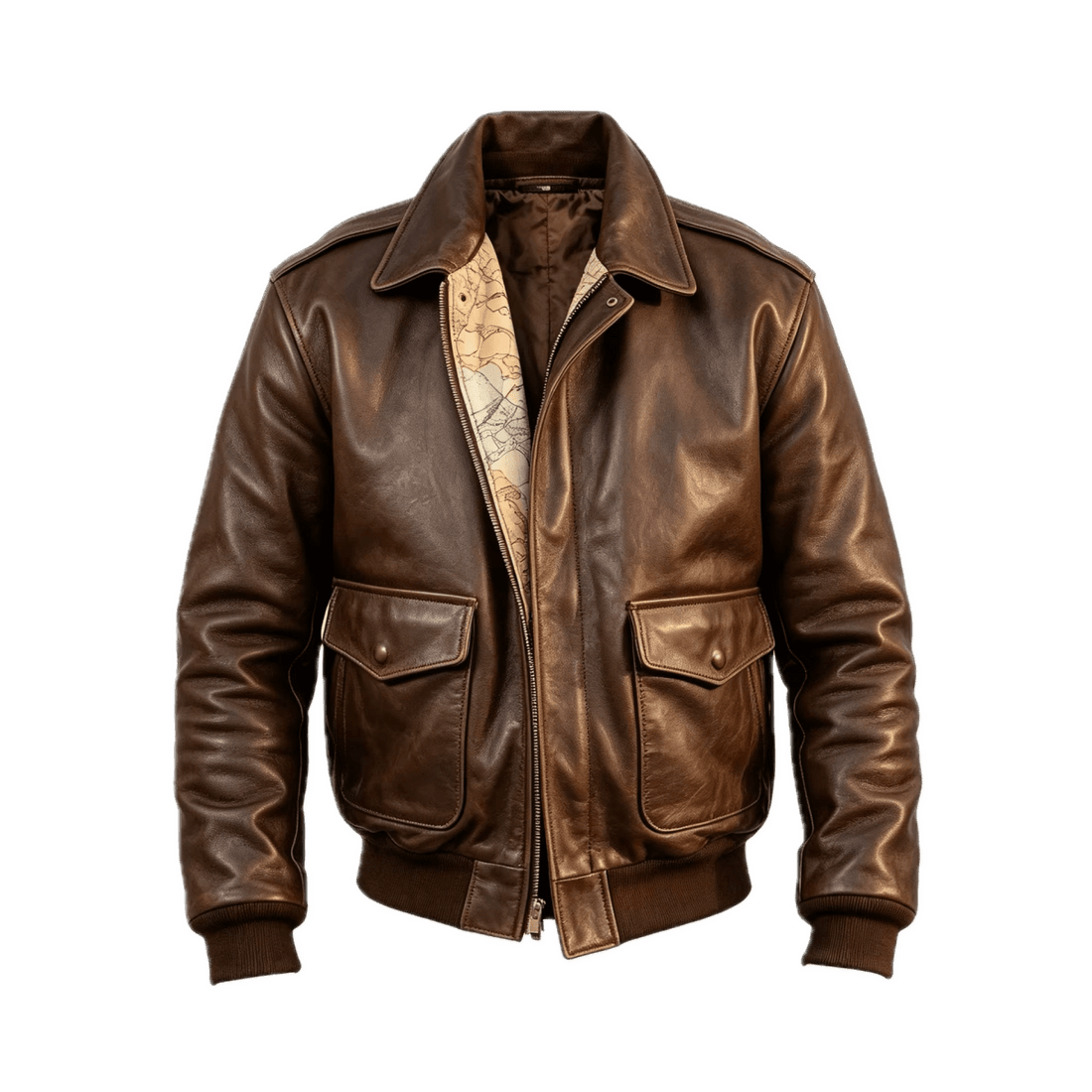 Blouson Aviateur Homme Américain Marron - Louise Vintage