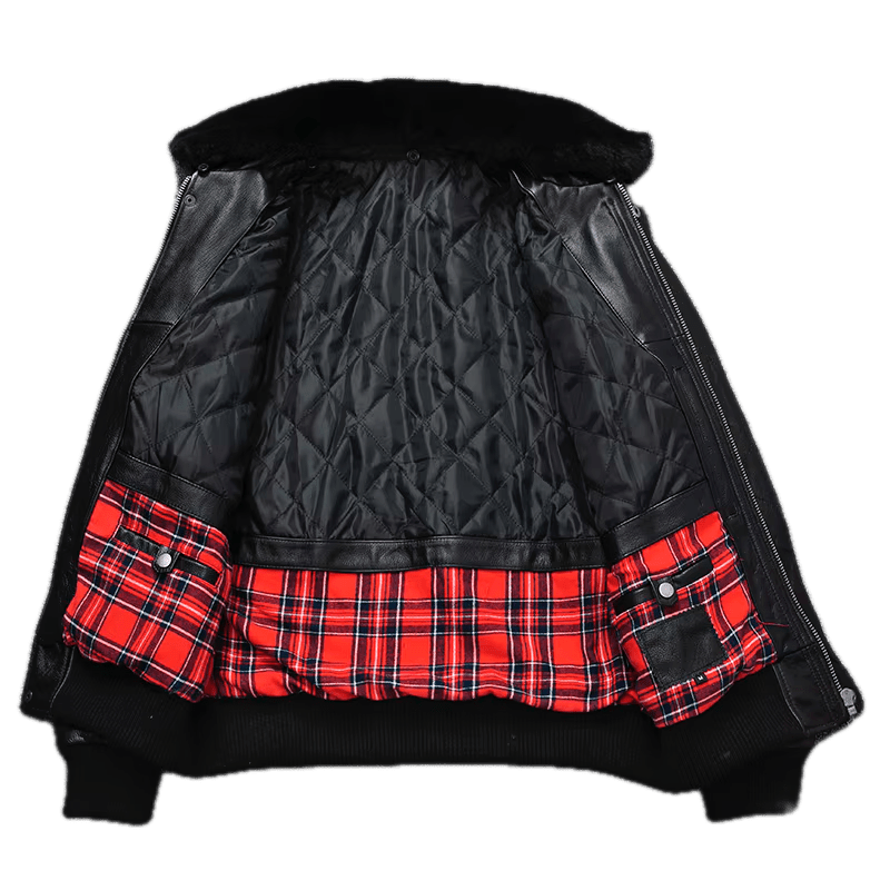 Blouson Aviateur Homme Cuir Noir - Louise Vintage