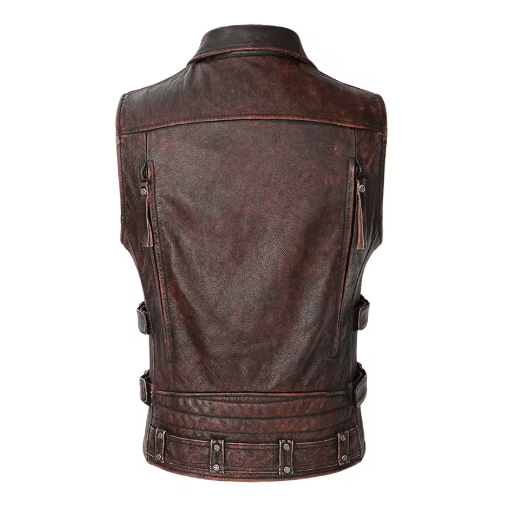 Blouson Aviateur Sans Manche Marron - Louise Vintage