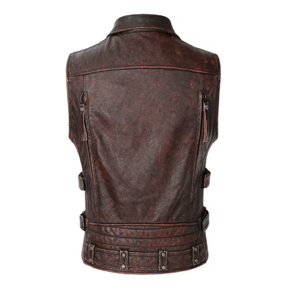 Blouson Aviateur Sans Manche Marron - Louise Vintage