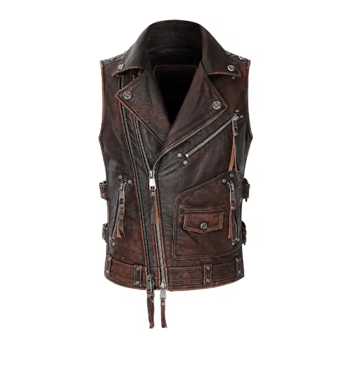 Blouson Aviateur Sans Manche Marron - Louise Vintage