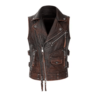 Blouson Aviateur Sans Manche Marron - Louise Vintage