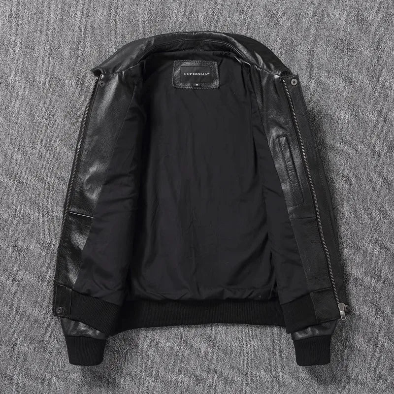 Blouson Cuir Aviateur Noir - Louise Vintage