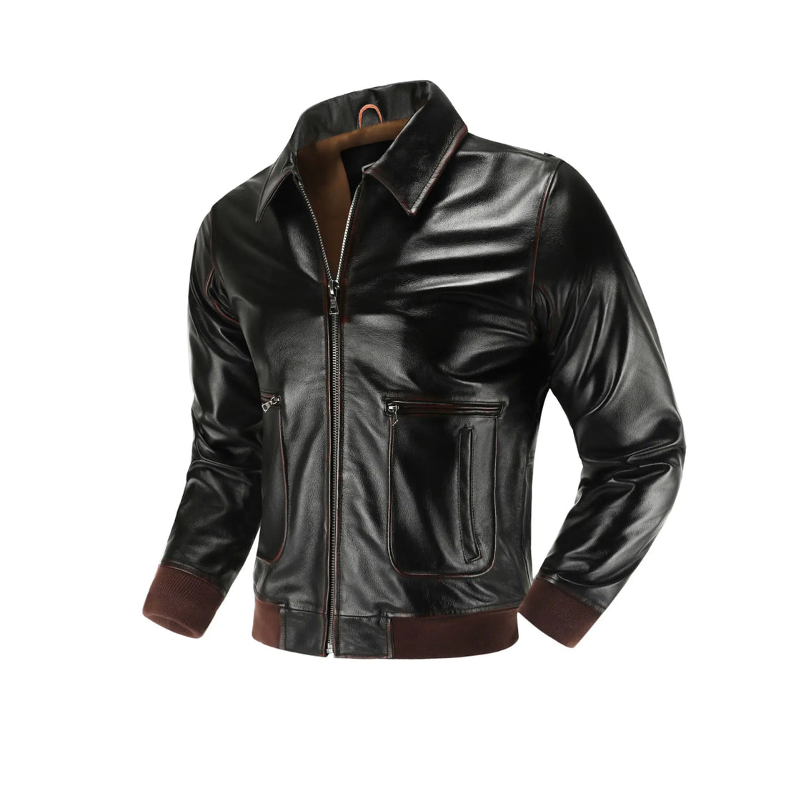 Blouson en Cuir Aviateur Homme - Louise Vintage