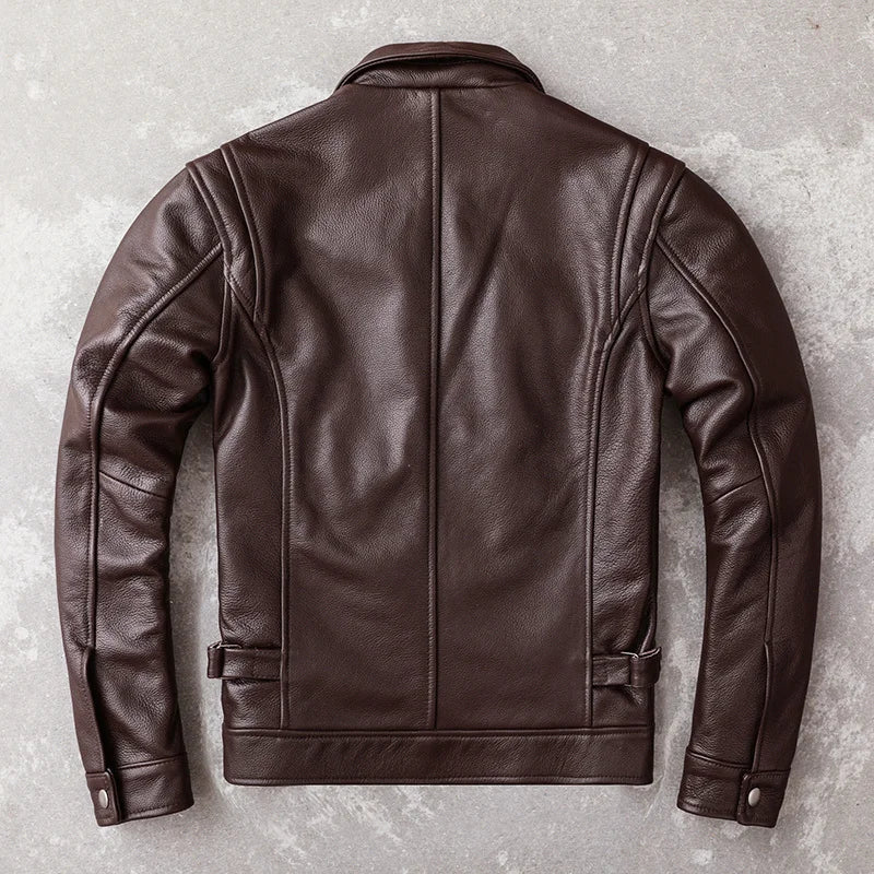 Blouson en Cuir Homme Aviateur Marron - Louise Vintage