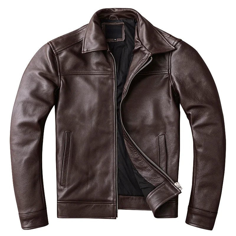 Blouson en Cuir Homme Aviateur Marron - Louise Vintage