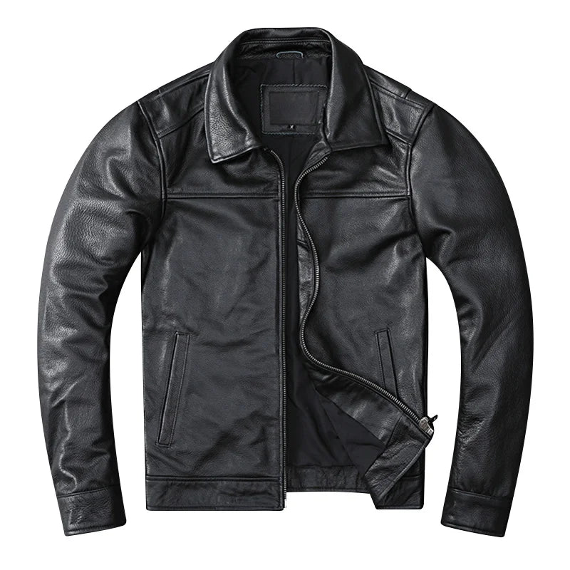 Blouson en Cuir Homme Aviateur Noir - Louise Vintage