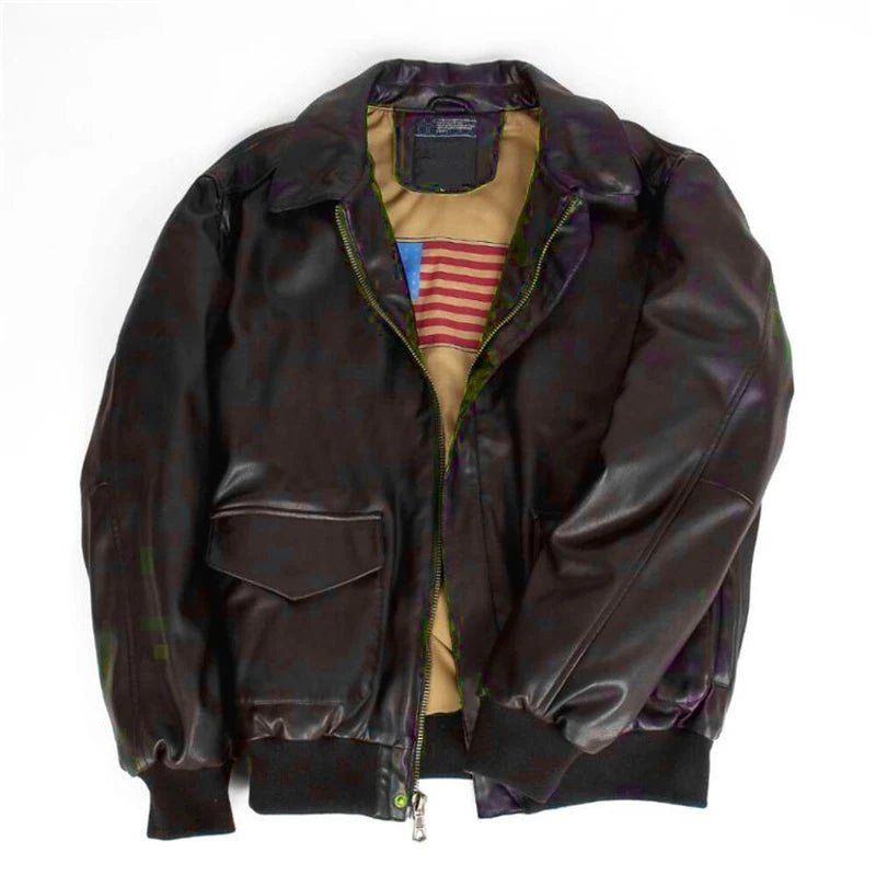 Blouson Homme Cuir Aviateur Marron - Louise Vintage