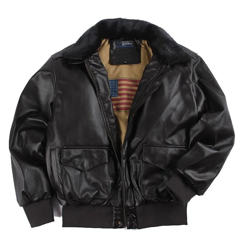 Blouson Homme Cuir Aviateur Noir - Louise Vintage
