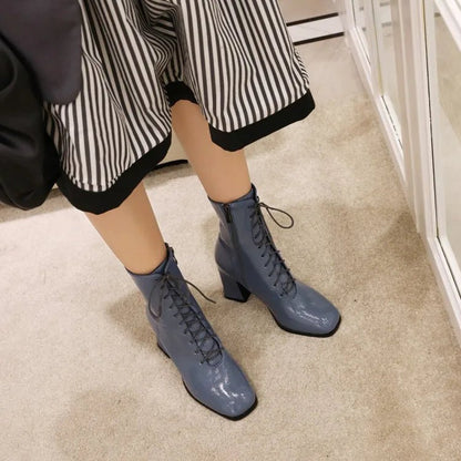 Bottines à Lacets Femme Rétro Bleu - Louise Vintage