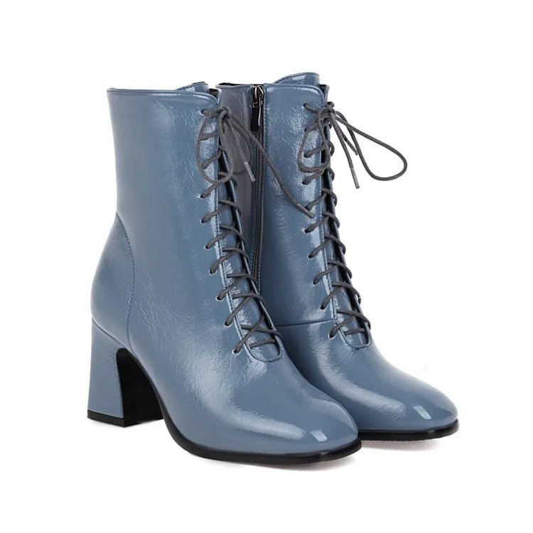 Bottines à Lacets Femme Rétro Bleu - Louise Vintage