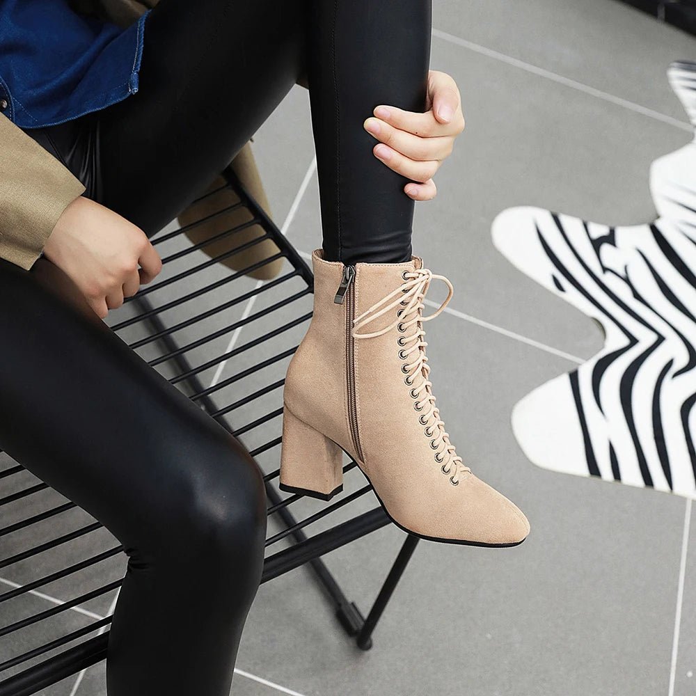 Bottines à Lacets Femme Rétro Ivoire - Louise Vintage