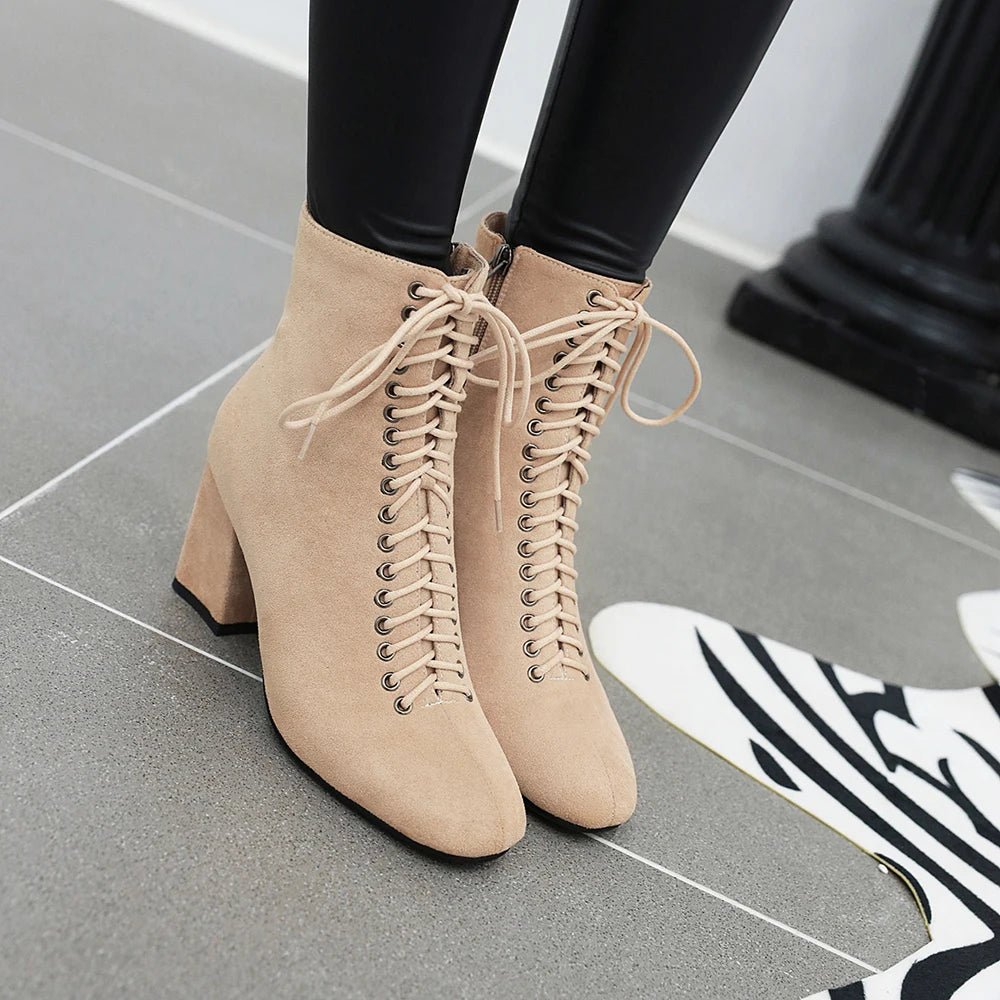 Bottines à Lacets Femme Rétro Ivoire - Louise Vintage