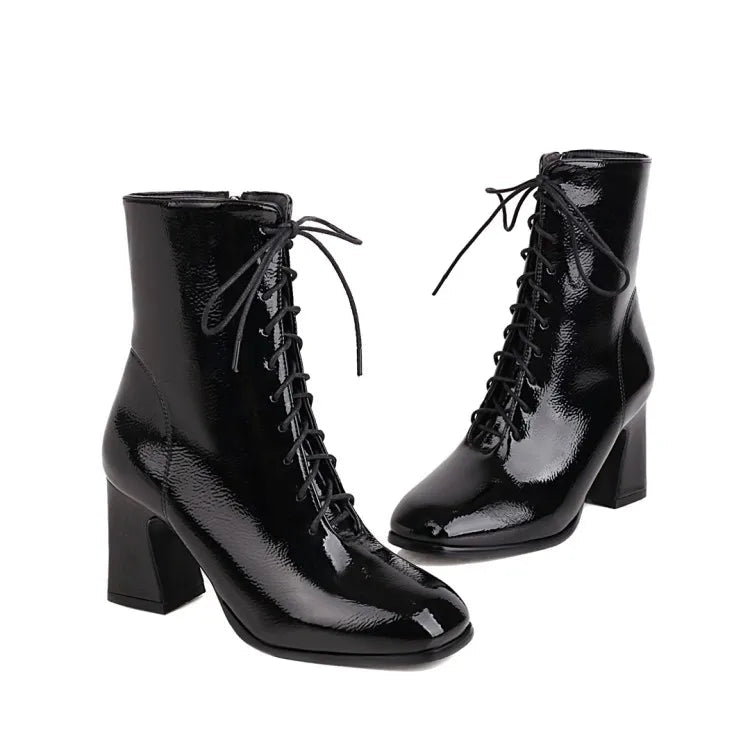 Bottines à Lacets Femme Rétro Noires - Louise Vintage