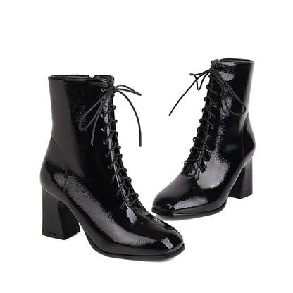 Bottines à Lacets Femme Rétro Noires - Louise Vintage